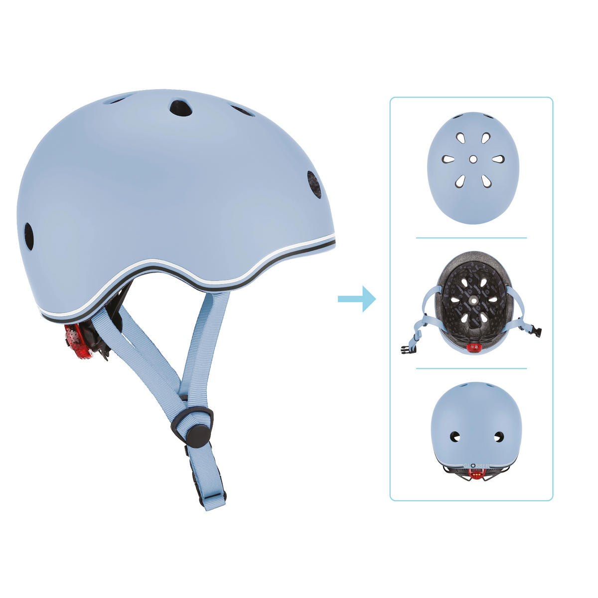 KINDERHELM HELM GO-UP LIGHTS  - Pastellblau, Basics, Kunststoff (24/21/14,5cm) - GLOBBER