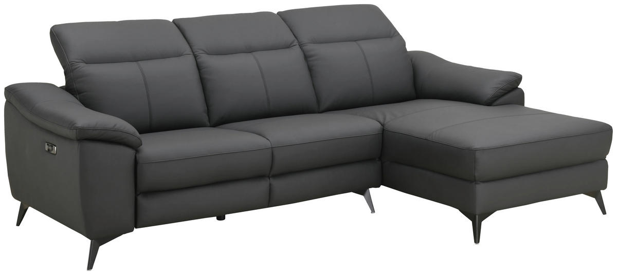 ECKSOFA  Lederlook Kombination Echtleder/Lederlook Schwarz  - Schwarz, Design, Leder/Textil (254/168cm) - Xora