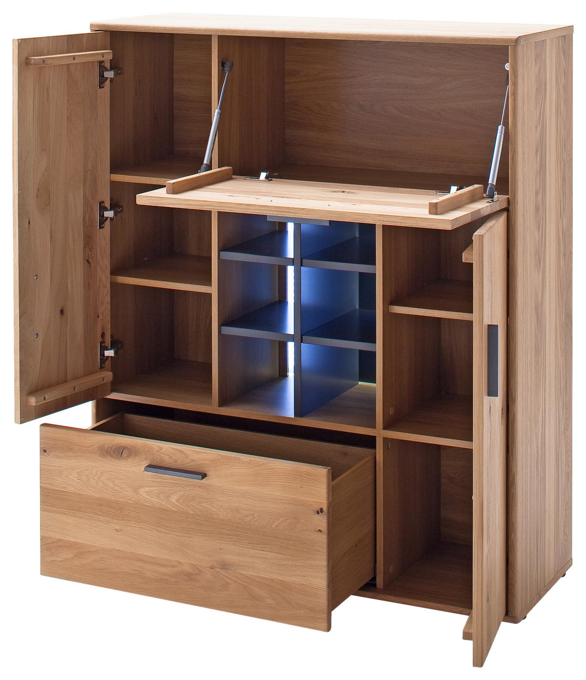 WOHNWAND  in Eichefarben 338/204/50 cm  - Eichefarben/Schwarz, Design, Holz/Holzwerkstoff (338/204/50cm) - Livetastic