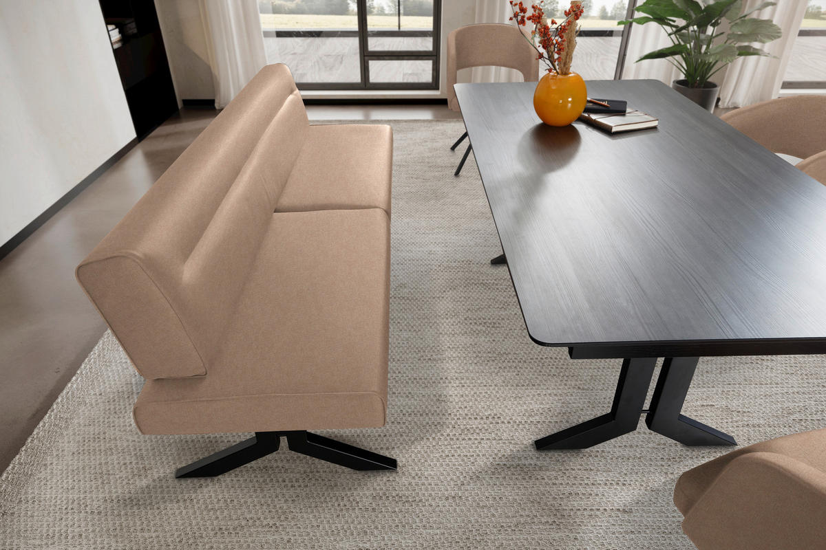 SITZBANK in Metall, Textil Beige  - Beige/Schwarz, Konventionell, Textil/Metall (220/87/70cm) - Moderano