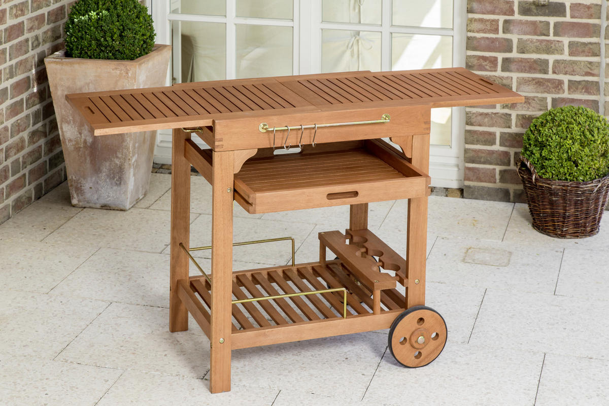 GARTEN-SERVIERWAGEN Holz  - Naturfarben, KONVENTIONELL, Holz/Metall (75/75/84cm) - Gardenson