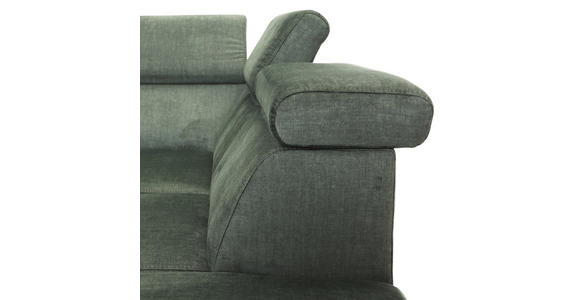 ECKSOFA Dunkelgrün Flachgewebe Rücken echt, Kopfteilverstellung, Sitzvorzug  - Dunkelgrün/Schwarz, MODERN, Textil/Metall (258/210cm) - Landscape