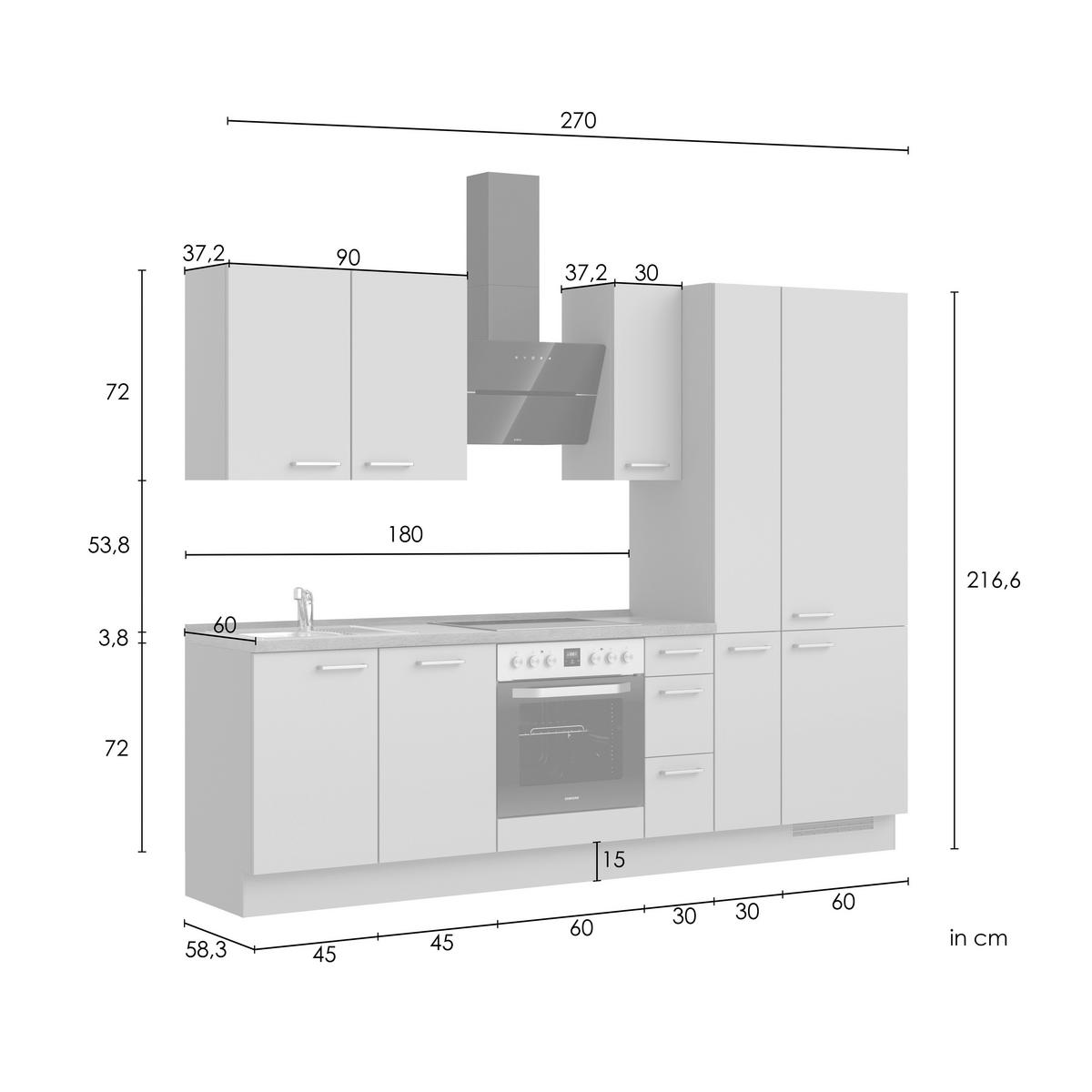 KÜCHENLEERBLOCK Frame 270 cm  in Eichefarben, Olivgrün  - Edelstahlfarben/Eichefarben, ROMANTIK / LANDHAUS, Holzwerkstoff/Metall (270cm) - Nobilia