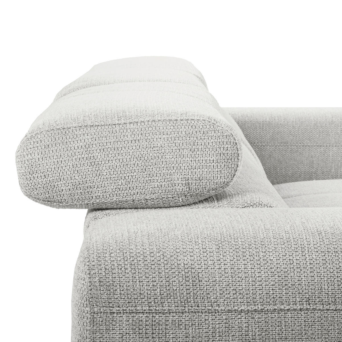ECKSOFA TORINO Hellgrau Chenille Bettkasten, Kopfteilverstellung  - Schwarzchrom/Hellgrau, Design, Textil/Metall (247/173cm) - Livetastic