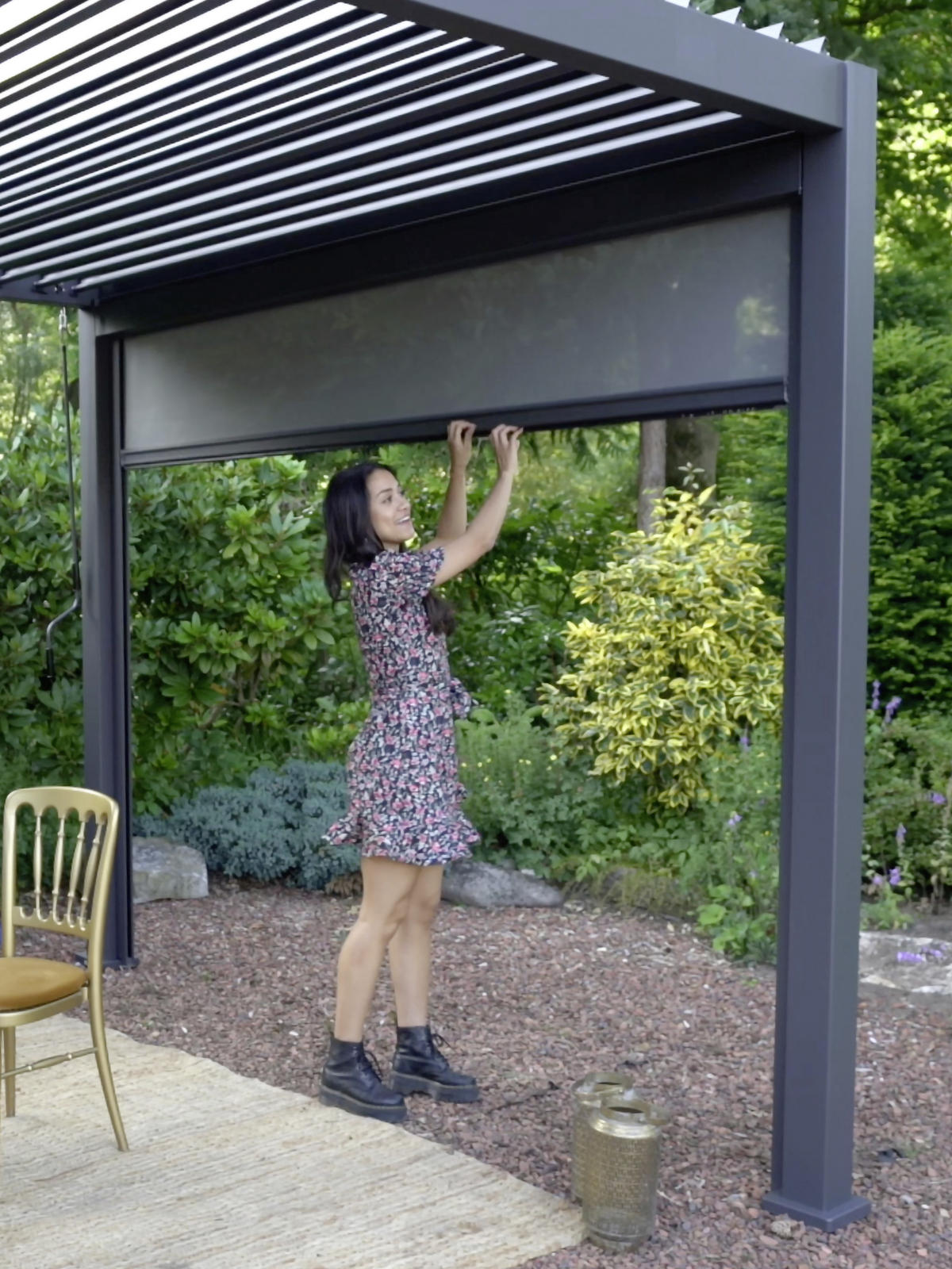 PERGOLA-ROLLO - Anthrazit/Grau, Modern, Textil/Metall (400/250/10cm) - Gardenson