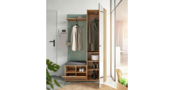 GARDEROBE 5-teilig in 114/197/40 cm - Salbeigrün/Eiche Artisan, Design, Glas/Holzwerkstoff (114/197/40cm) - Xora