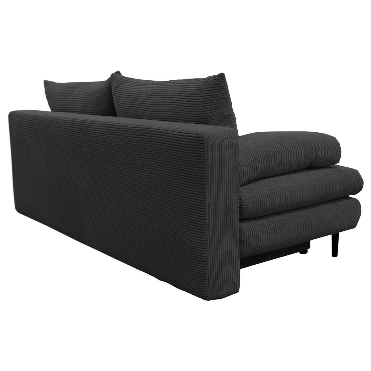 SCHLAFSOFA Cord Dunkelgrau  - Dunkelgrau/Schwarz, Design, Holz/Textil (202/85/99cm) - P & B