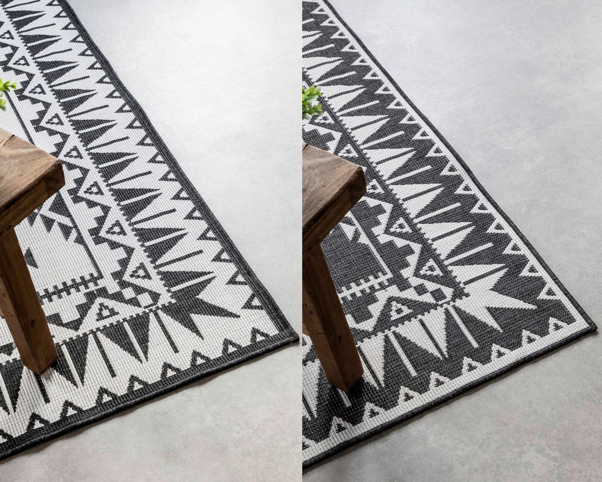 OUTDOORTEPPICH 120/170 cm Gemini Schwarz, Weiß  - Schwarz/Weiß, Design, Kunststoff/Textil (120/170cm) - Elle Decoration