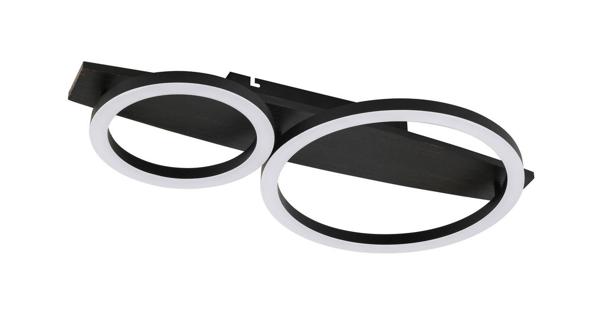 LED MENNYEZETI LÁMPA - fekete, Trend, műanyag/fa (55/30/8,5cm) - Novel