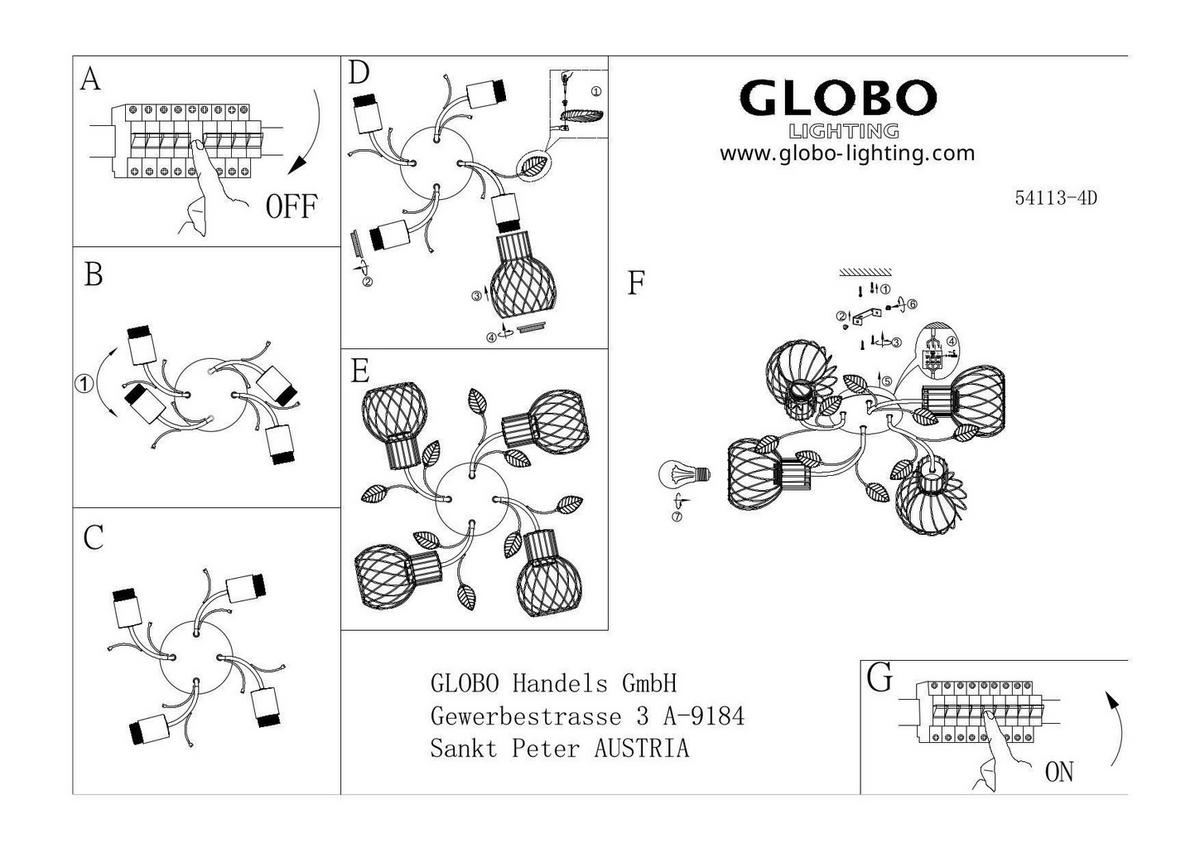 MENNYEZETI LÁMPA - fekete/sárgarézszínű, Basics, fém (58/16,5cm) - Globo