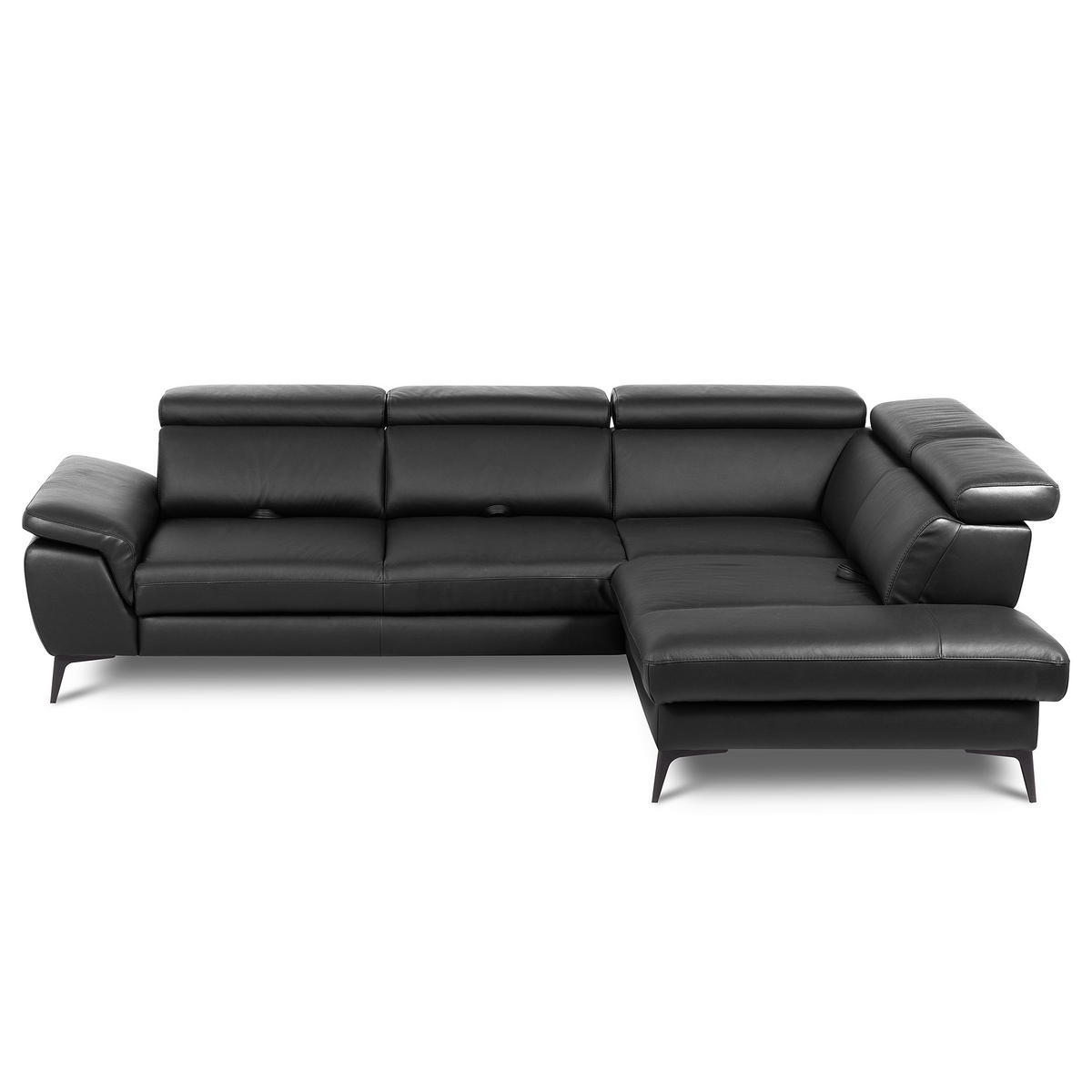ECKSOFA  in Lederlook Echtleder Schwarz  274/220 cm  - Schwarz, Design, Leder/Textil (274/220cm) - Livetastic