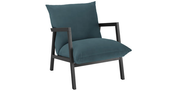 SESSEL Mikrofaser Petrol    - Wengefarben/Petrol, Design, Holz/Textil (63/76/80cm) - Carryhome
