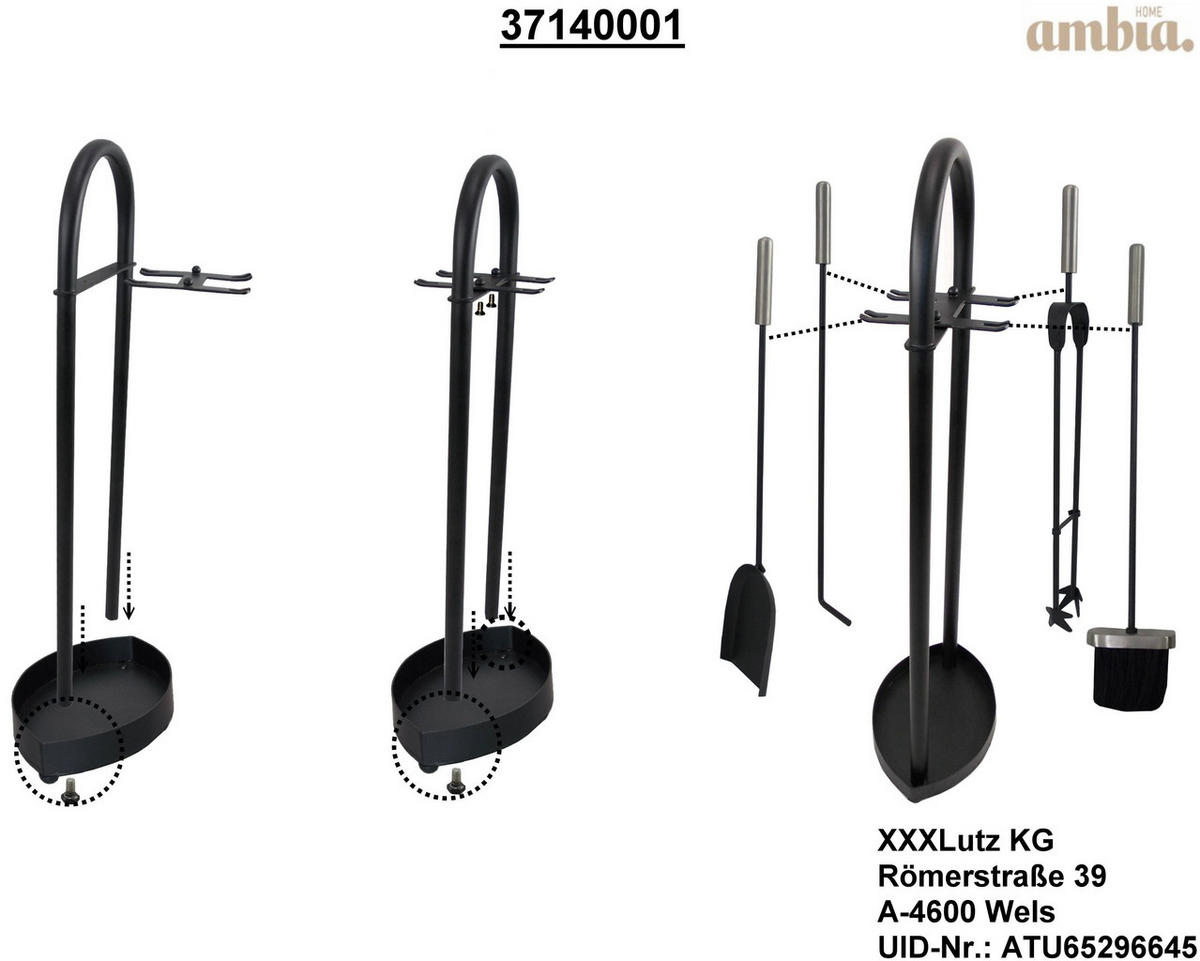 KANDALLÓ SZERSZÁMOK - fekete, Konventionell, fém (23/15/65cm) - Ambia Home