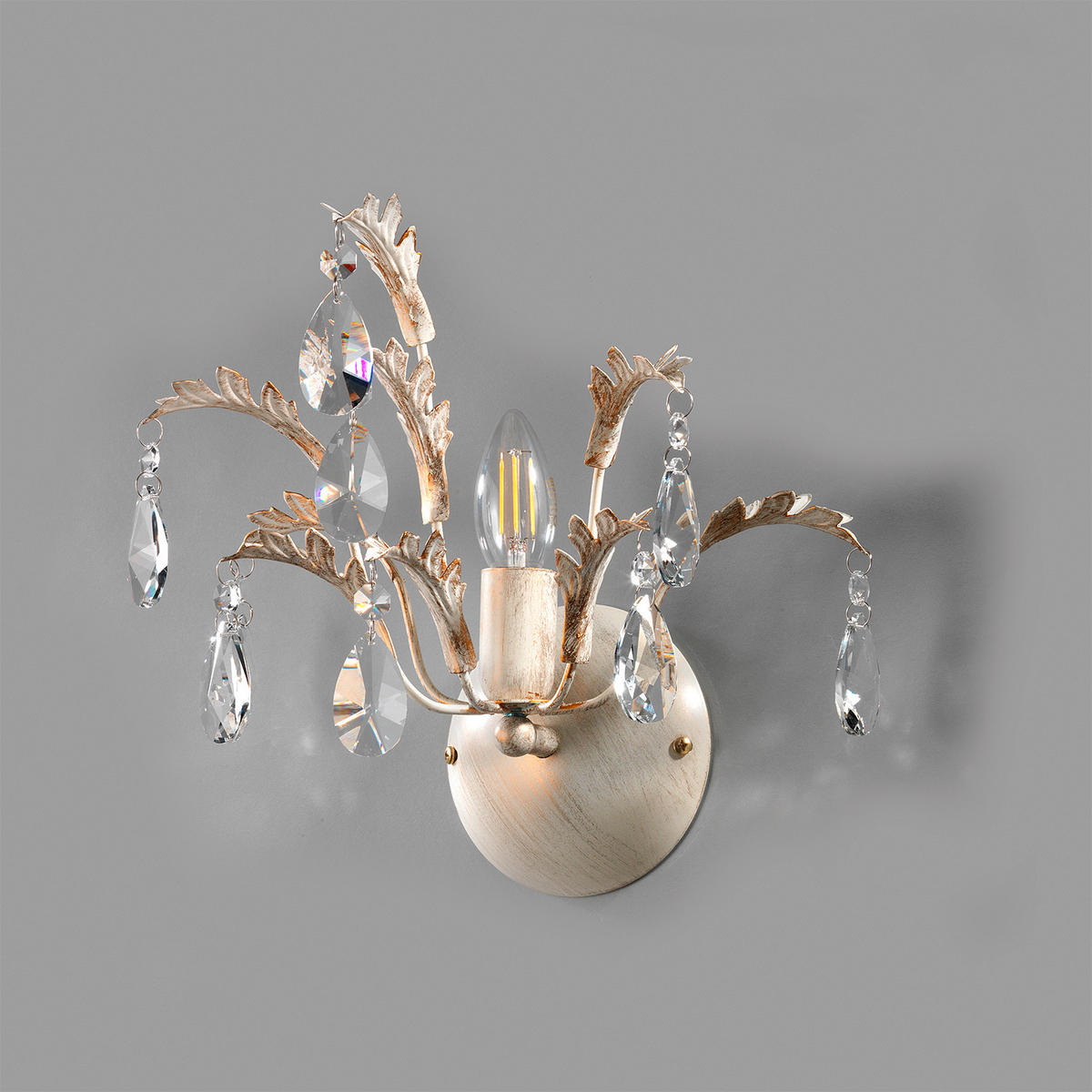 WANDLEUCHTE 30/25 cm   - Weiß, KONVENTIONELL, Glas/Metall (30/25cm)