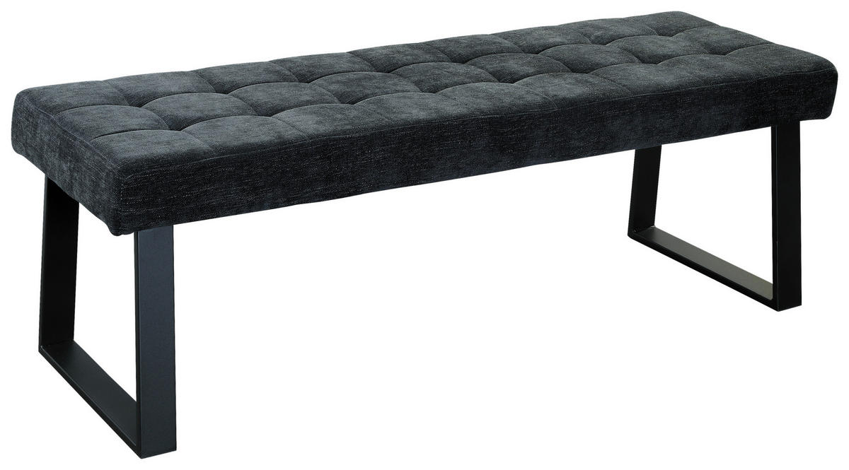 SITZBANK 140/49/48 cm Webstoff Dunkelgrau  - Dunkelgrau/Schwarz, MODERN, Textil/Metall (140/49/48cm) - MID.YOU