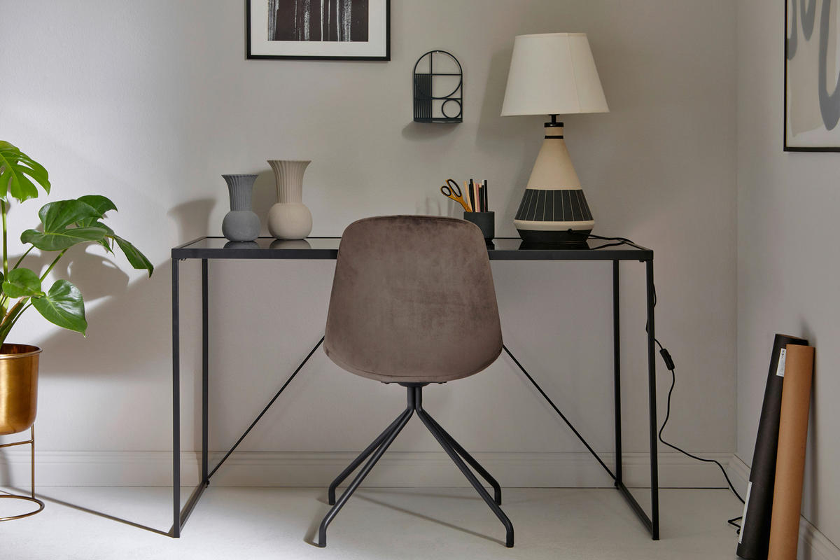SCHREIBTISCH 120/60/73 cm  in Schwarz  - Schwarz, Konventionell, Glas/Metall (120/60/73cm) - Livetastic