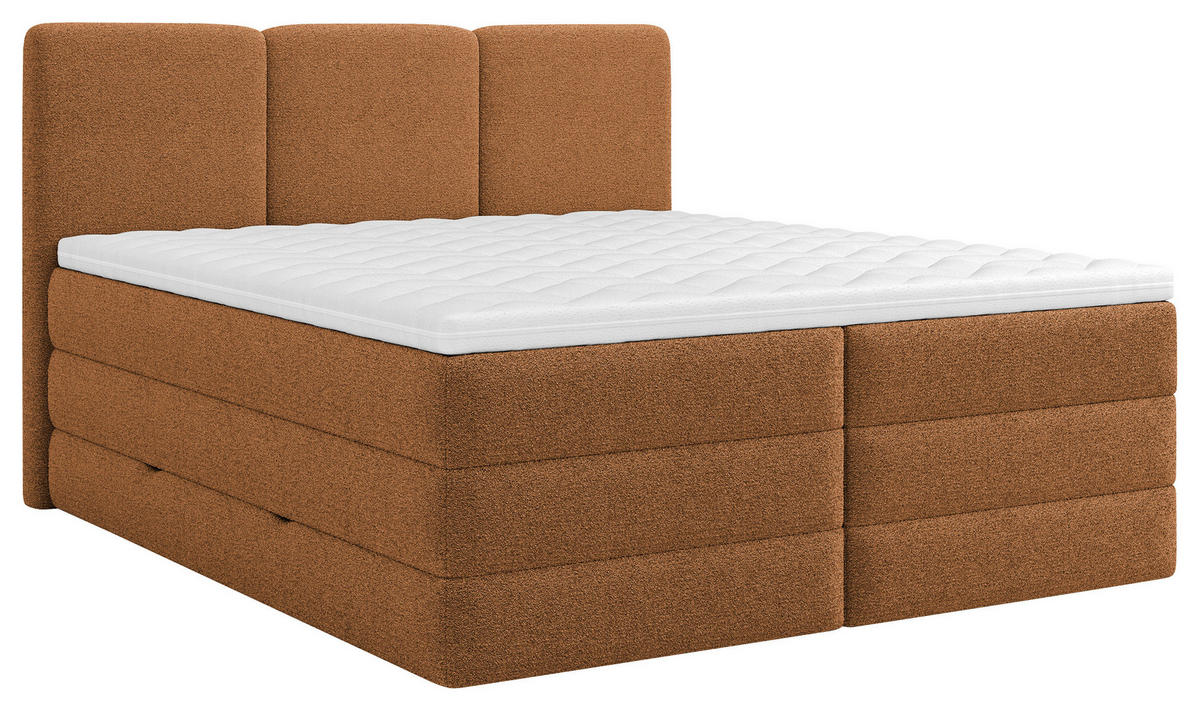 BOXSPRINGBETT 160/200 cm  in Rostfarben  - Rostfarben/Schwarz, MODERN, Holz/Holzwerkstoff (160/200cm) - MID.YOU