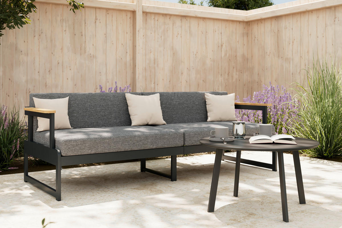 LOUNGESOFA 192/73/57 cm Akazie Hartholz Aluminium  - Grau, MODERN, Holz/Metall (192/73/57cm) - Ambia Garden