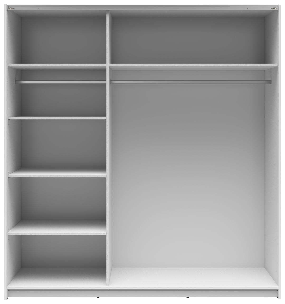 SCHWEBETÜRENSCHRANK 183/195,5/60 cm 2-türig Klar, Weiß Hochglanz  - Klar/Weiß Hochglanz, MODERN, Glas/Holzwerkstoff (183/195,5/60cm) - MID.YOU
