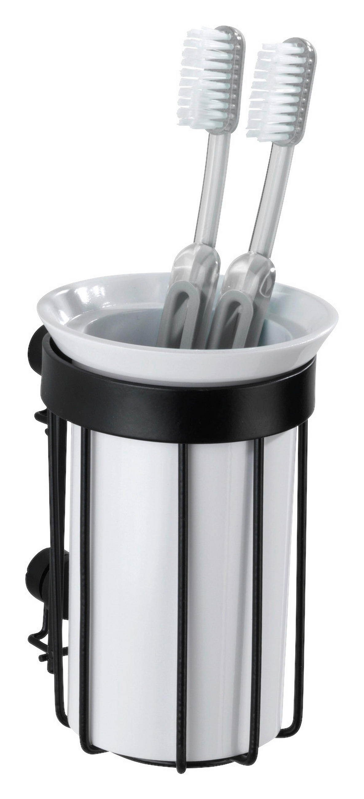 TANDBORSTGLAS metall, plast  - vit/svart, Basics, metall/plast (9/12/8cm)