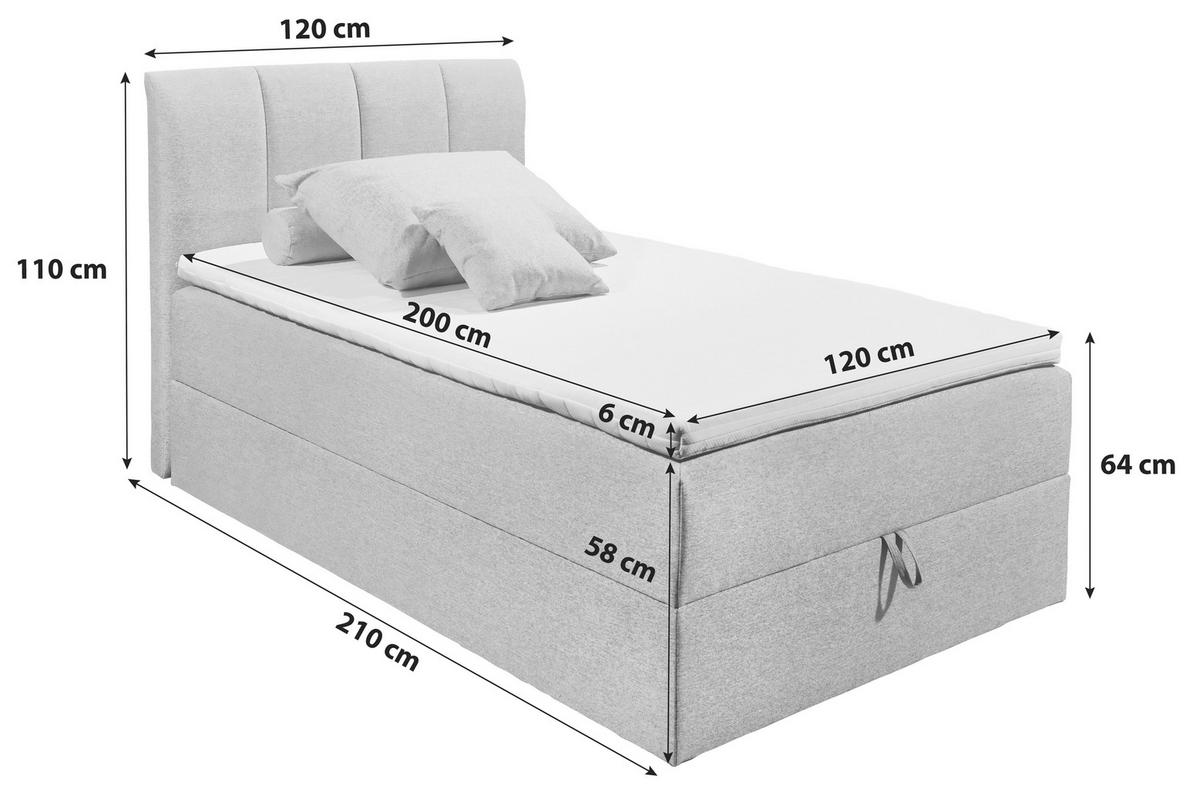 BOXSPRINGBETT 120/200 cm  in Schlammfarben  - Schlammfarben/Schwarz, Basics, Kunststoff/Textil (120/200cm) - MID.YOU