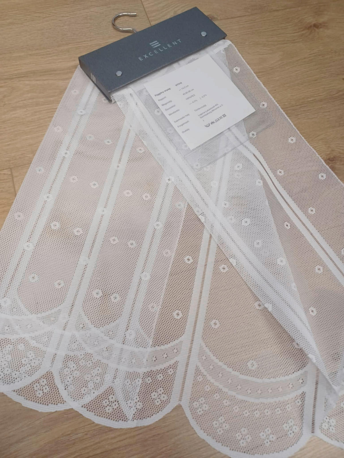 VITRÁZSFÜGGÖNY 45 cm  - fehér, Basics, textil (45cm)