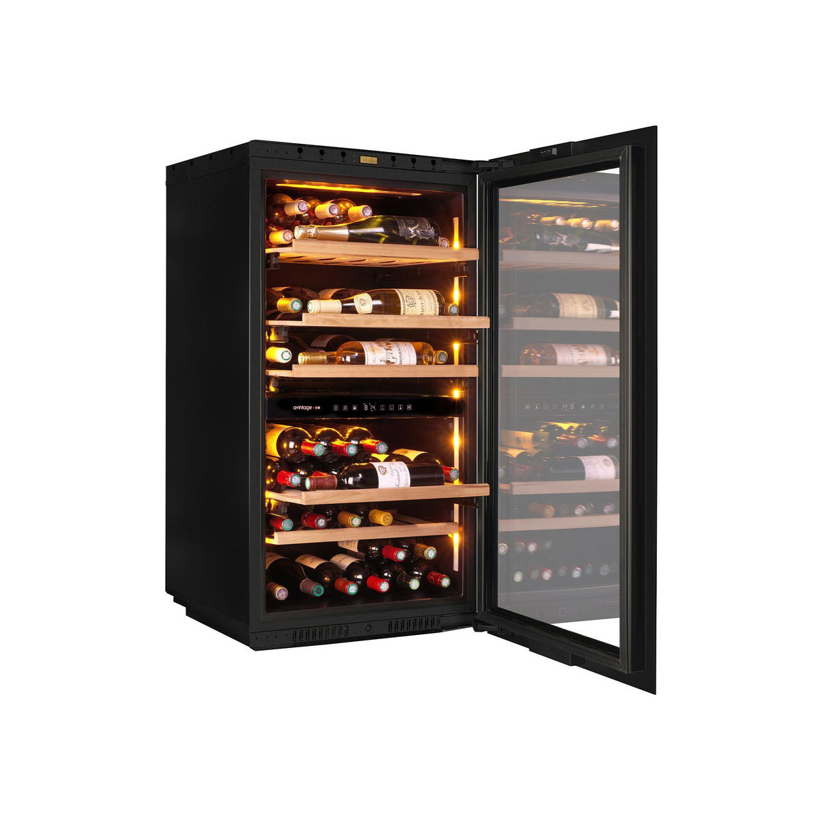 WEINKÜHLSCHRANK AVI105PLATINUM  - Schwarz, Basics, Glas/Holz (59,0/105,5/56,5cm)