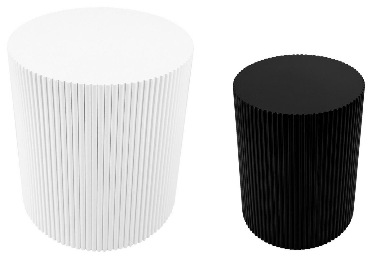 BEISTELLTISCHSET rund Schwarz, Weiß  - Schwarz/Weiß, Trend, Holzwerkstoff (32,5-40/32,5-40/40-46cm) - Xora