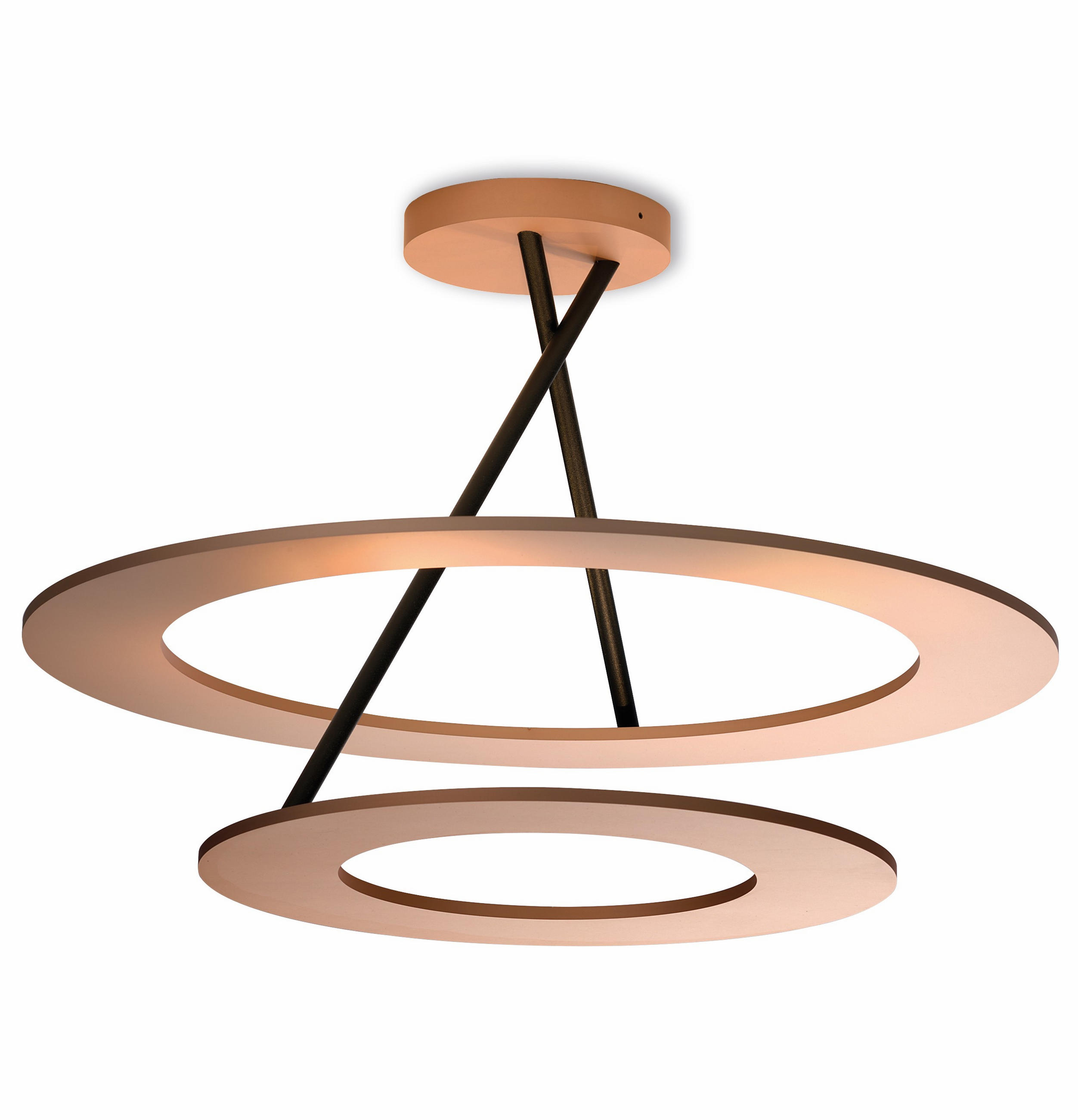 LED-DECKENLEUCHTE  45/30 cm    - Roségold/Schwarz, Basics, Metall (45/30cm) - BOPP