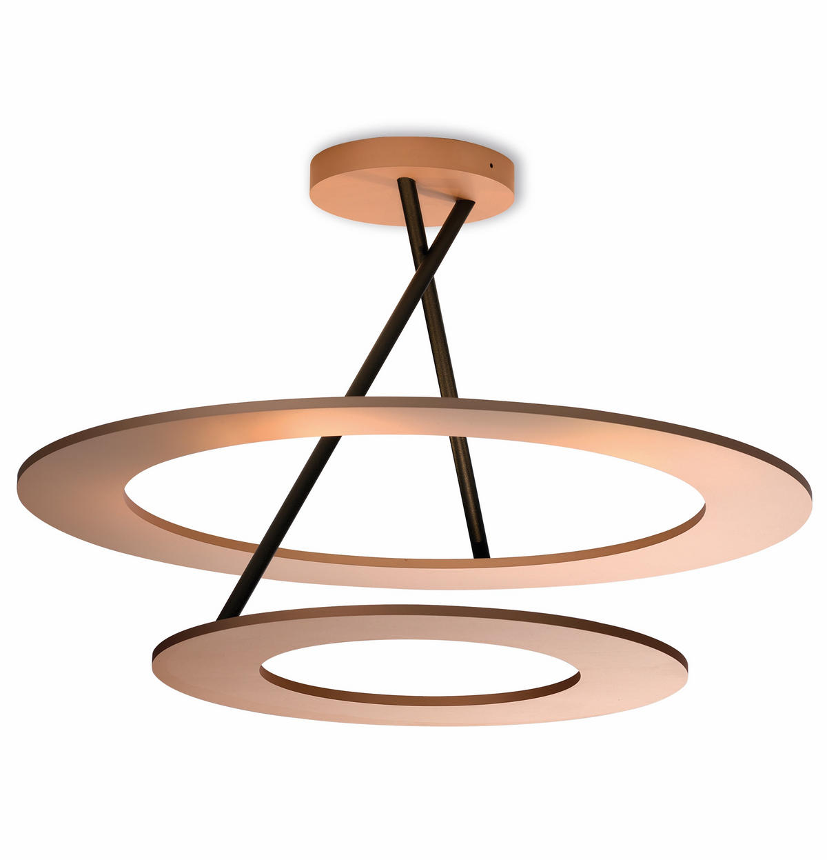 LED-DECKENLEUCHTE  45/30 cm    - Roségold/Schwarz, Basics, Metall (45/30cm) - BOPP