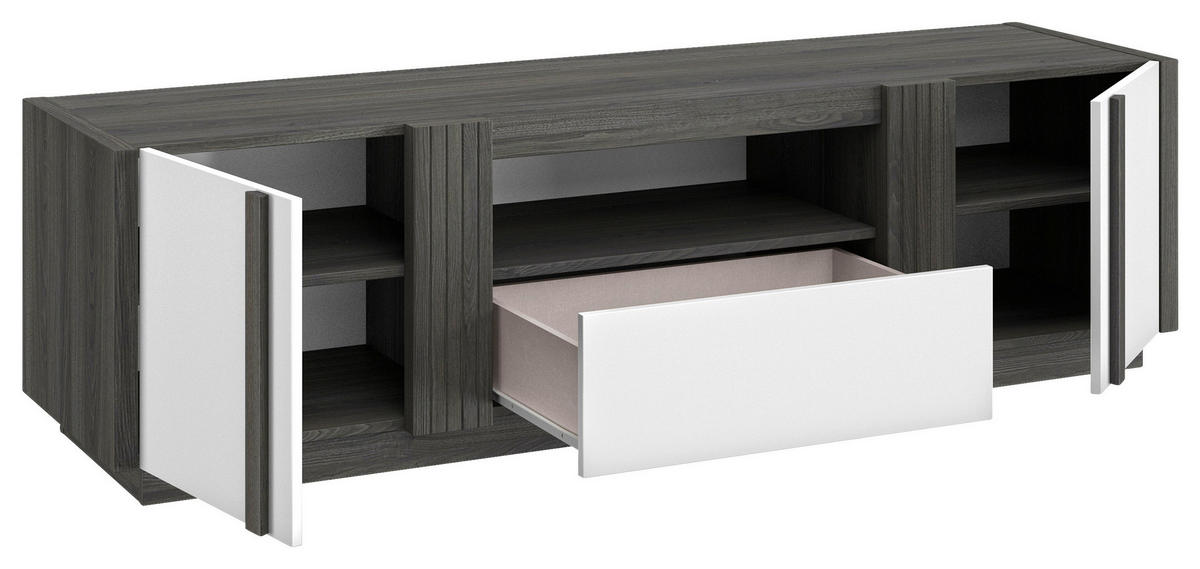 TV-ELEMENT - Weiß Hochglanz/Schwarz, MODERN, Holzwerkstoff (46/180/51cm) - MID.YOU