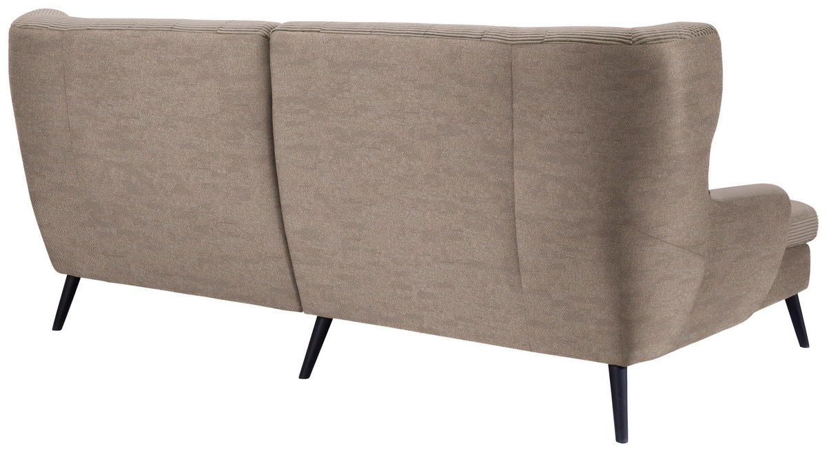 ECKSOFA in Cord Braun  165/237 cm  - Schwarz/Braun, Design, Holz/Textil (165/237cm) - Stylife
