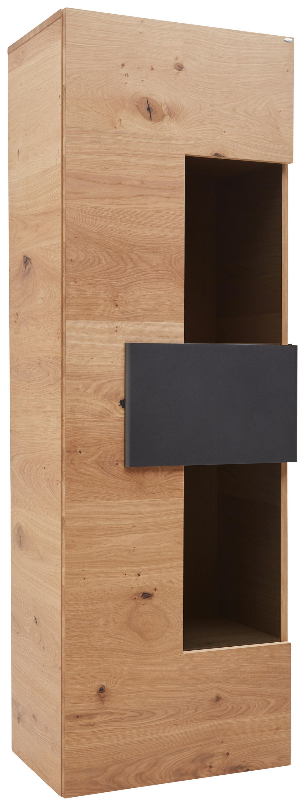 VITRINE V-Taurino Eichefarben, Anthrazit  65,2/194/44 cm  - Eichefarben/Anthrazit, Natur, Glas/Holz (65,2/194/44cm) - Voglauer