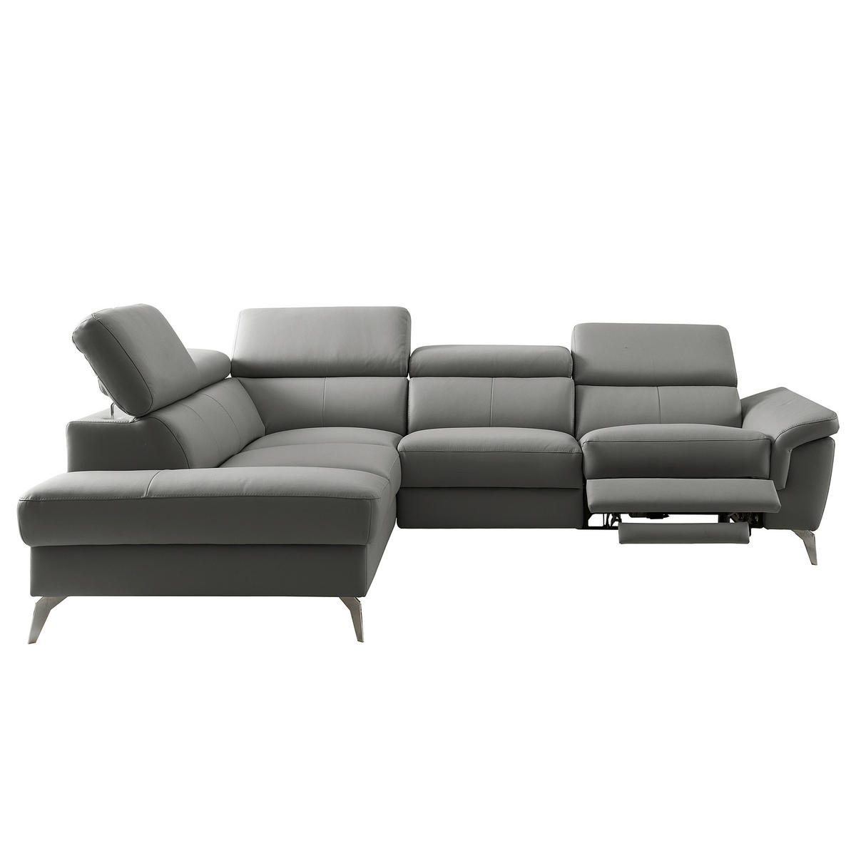 ECKSOFA  in Lederlook Echtleder Anthrazit  210/265 cm  - Chromfarben/Anthrazit, Design, Leder/Textil (210/265cm) - Livetastic
