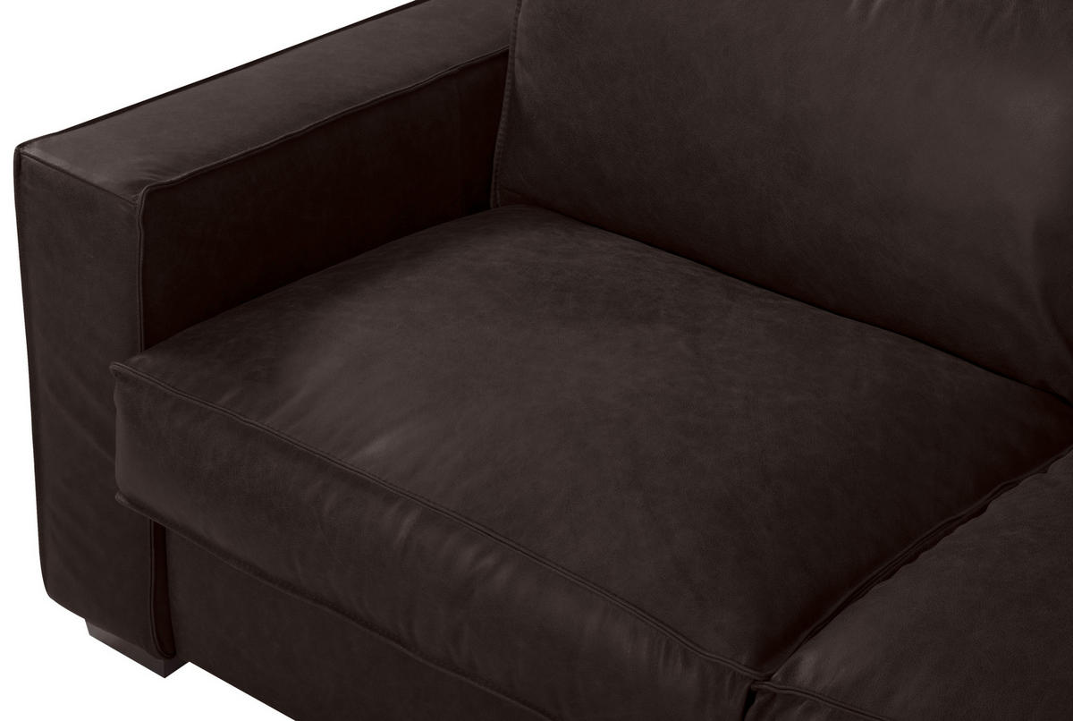 SCHLAFSOFA in Leder Dunkelbraun  - Dunkelbraun, Design, Leder/Holz (203/85/99cm) - MID.YOU