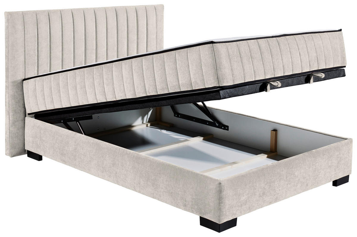 BOXBETT 140/200 cm  in Beige  - Beige/Schwarz, Modern, Holzwerkstoff/Kunststoff (140/200cm) - MID.YOU