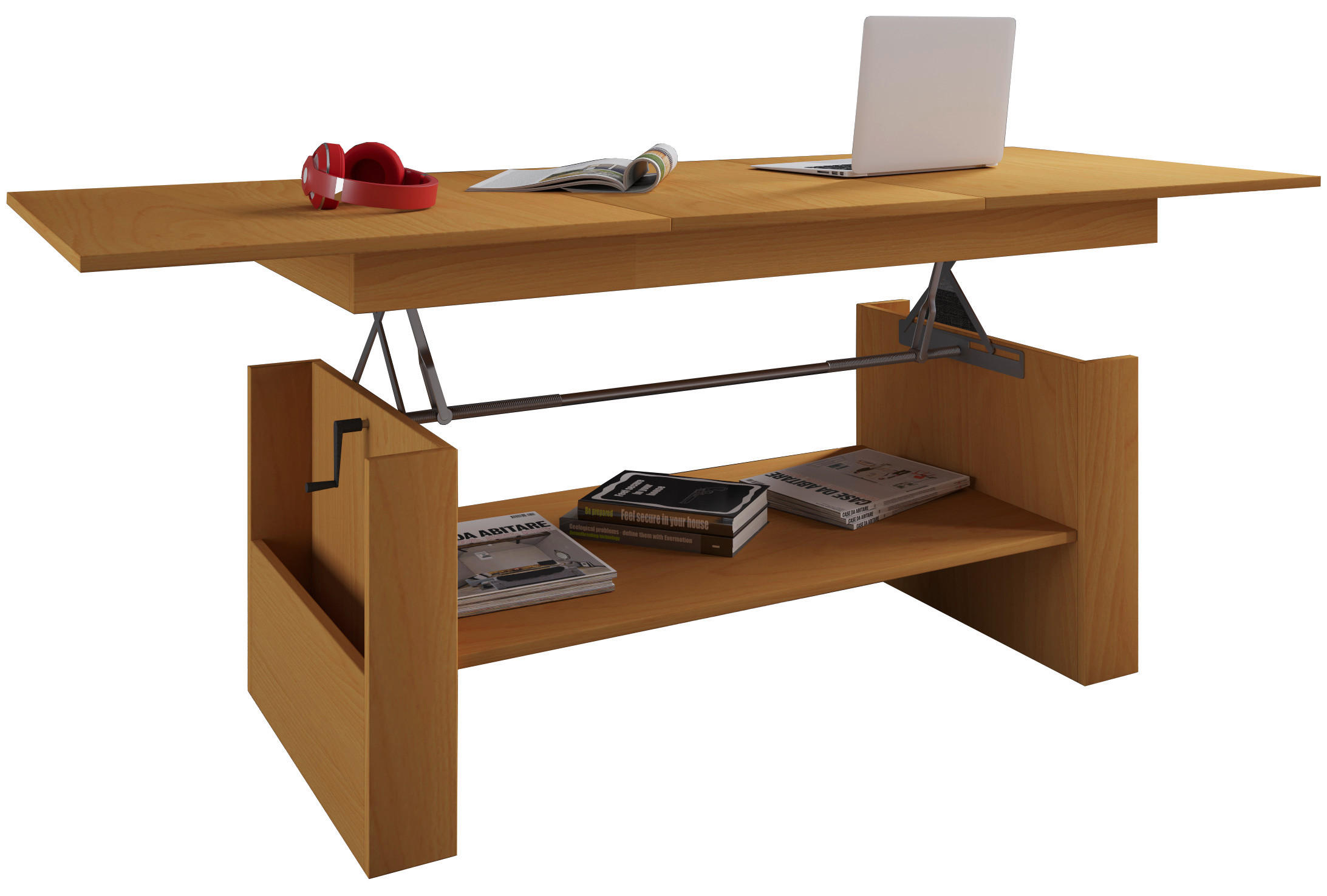 COUCHTISCH rechteckig Buchefarben Stauraum, ausziehbar, höhenverstellbar  - Buchefarben, Basics, Holzwerkstoff (65cm) - MID.YOU