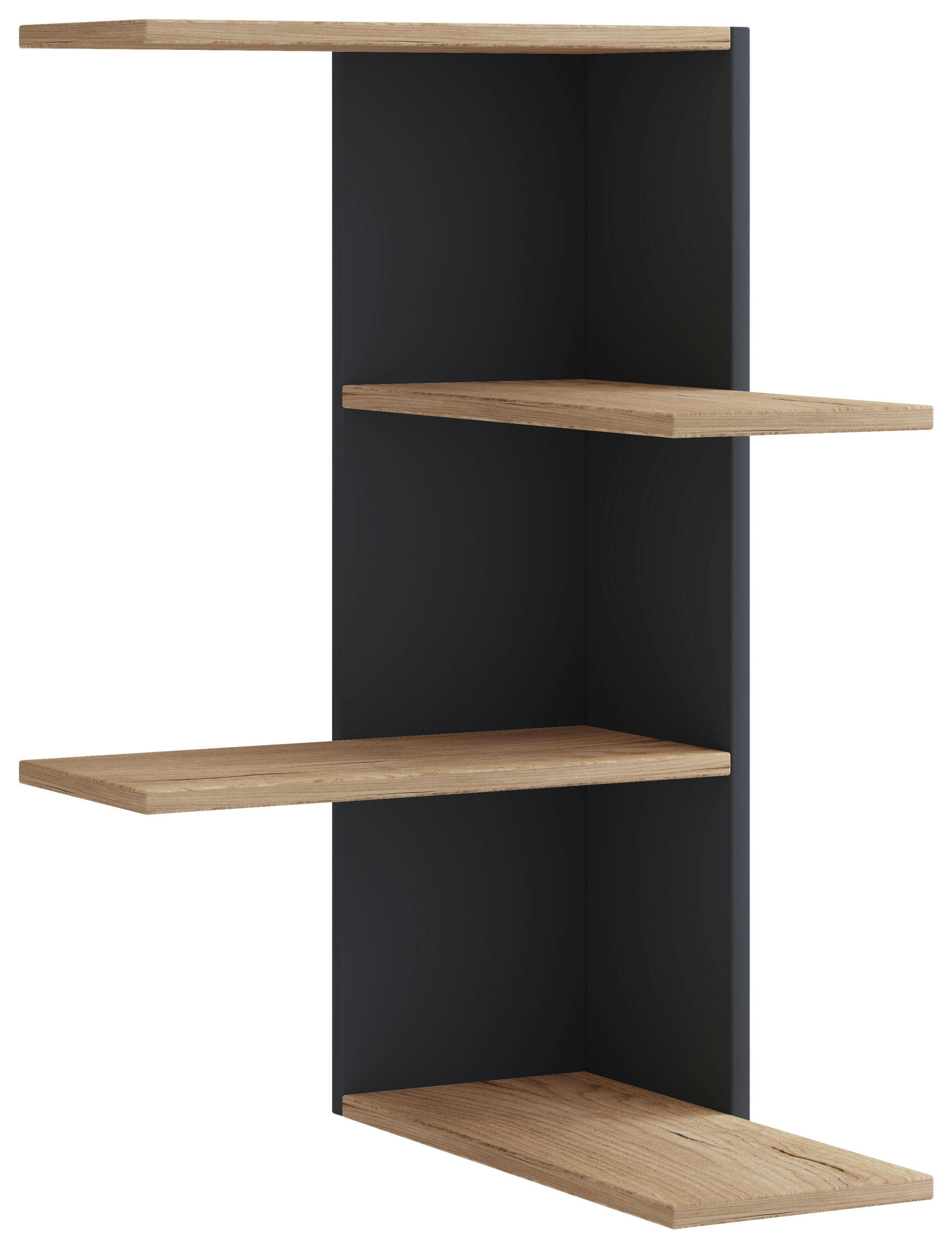 ECKREGAL in 45/77/45 cm Schwarz, Honigeiche  - Honigeiche/Schwarz, Lifestyle, Holzwerkstoff (45/77/45cm) - MID.YOU