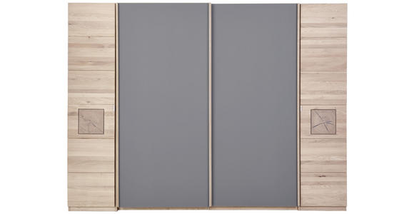 SCHWEBETÜRENSCHRANK 286/215/74 cm  - Taupe/Eichefarben, Natur, Glas/Holz (286/215/74cm) - Linea Natura