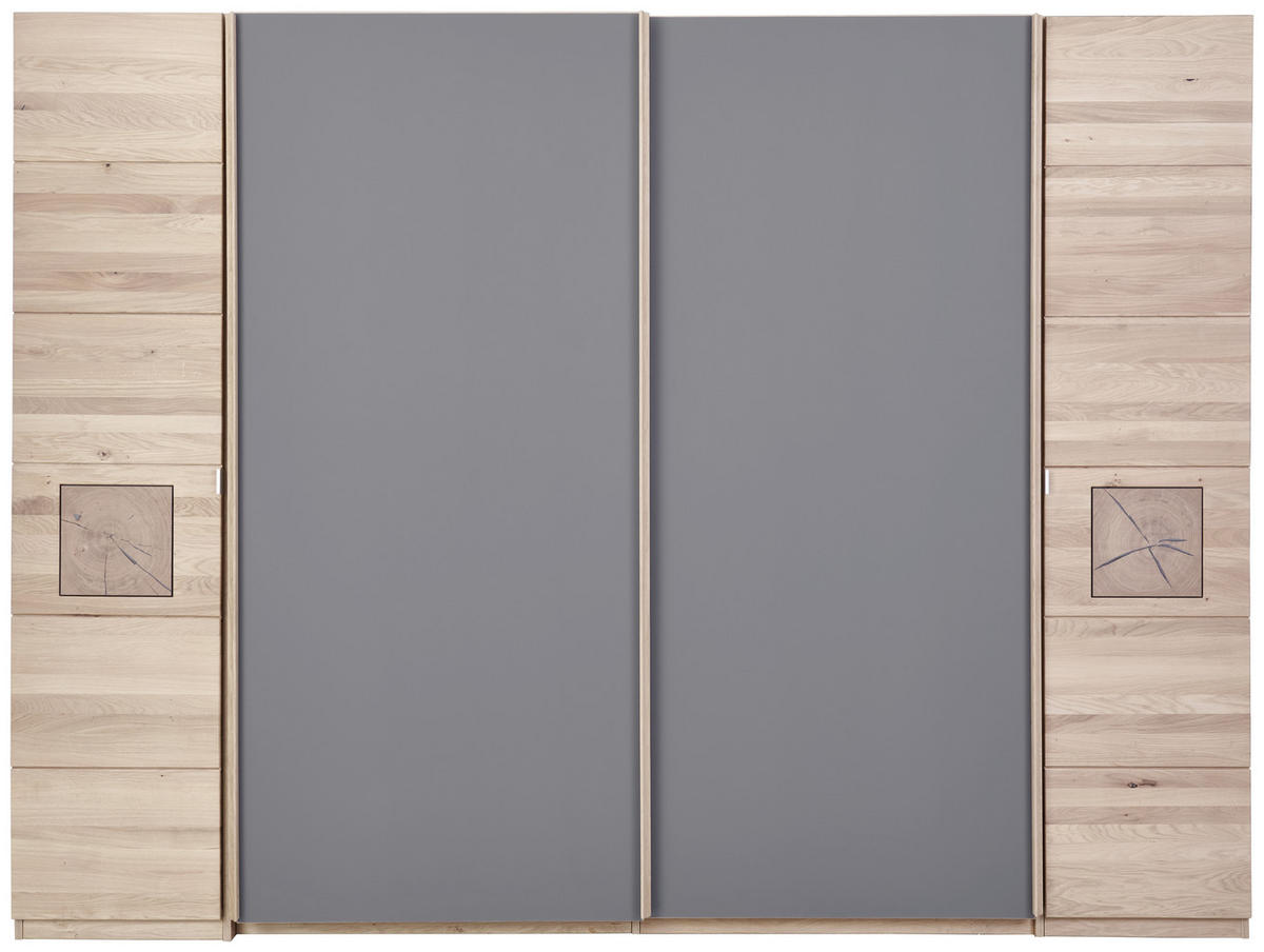  SCHWEBETÜRENSCHRANK 286/215/74 cm  - Taupe/Eichefarben, Natur, Glas/Holz (286/215/74cm) - Linea Natura