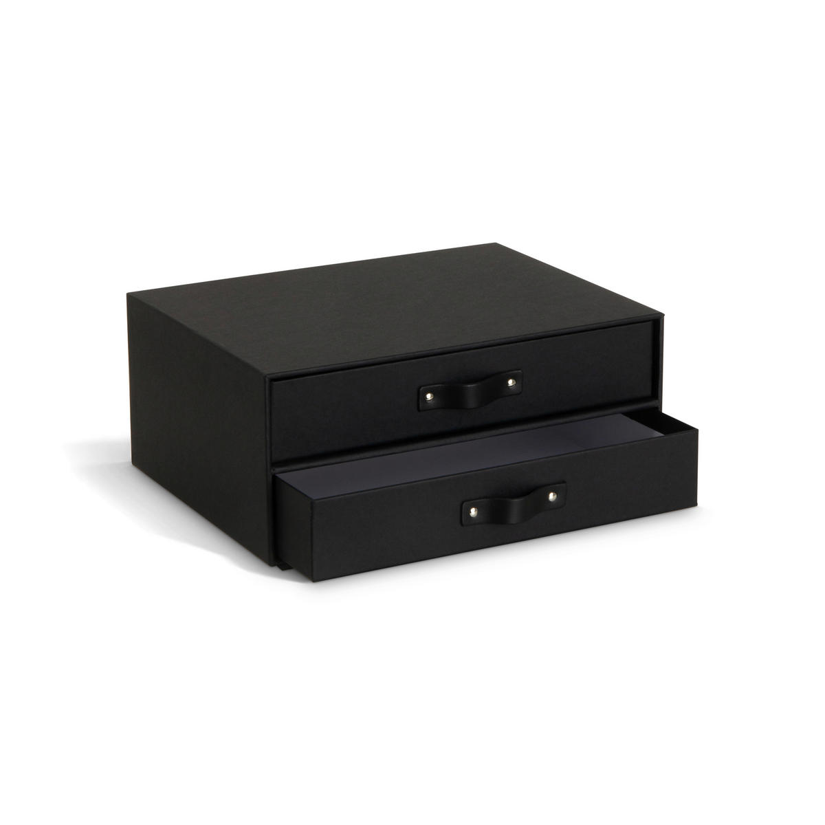 SCHUBLADENBOX    25.5/33.5/14.5 cm  - Schwarz, Basics, Karton/Leder (25.5/33.5/14.5cm)