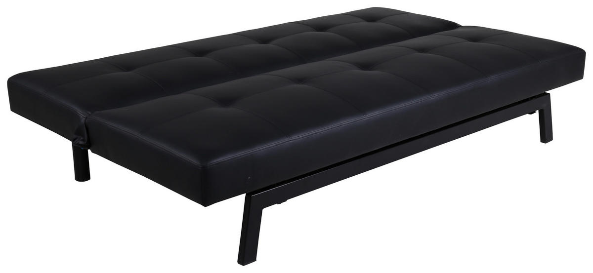 SCHLAFSOFA in Lederlook Schwarz  - Schwarz, Design, Textil/Metall (180/80/55cm) - Livetastic