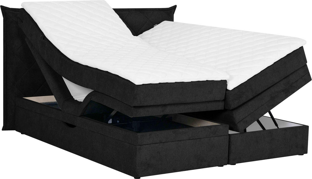 BOXSPRINGBETT 160/200 cm  in Schwarz  - Schwarz, Konventionell, Holz/Textil (160/200cm) - Welnova