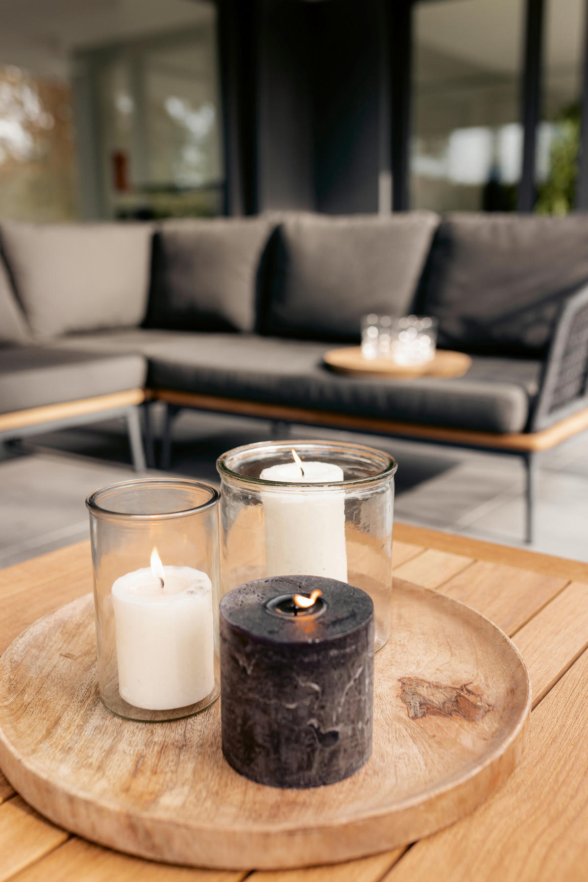 LOUNGEECKTEIL  - Anthrazit/Teakfarben, Basics, Holz/Textil (82/71/82cm)