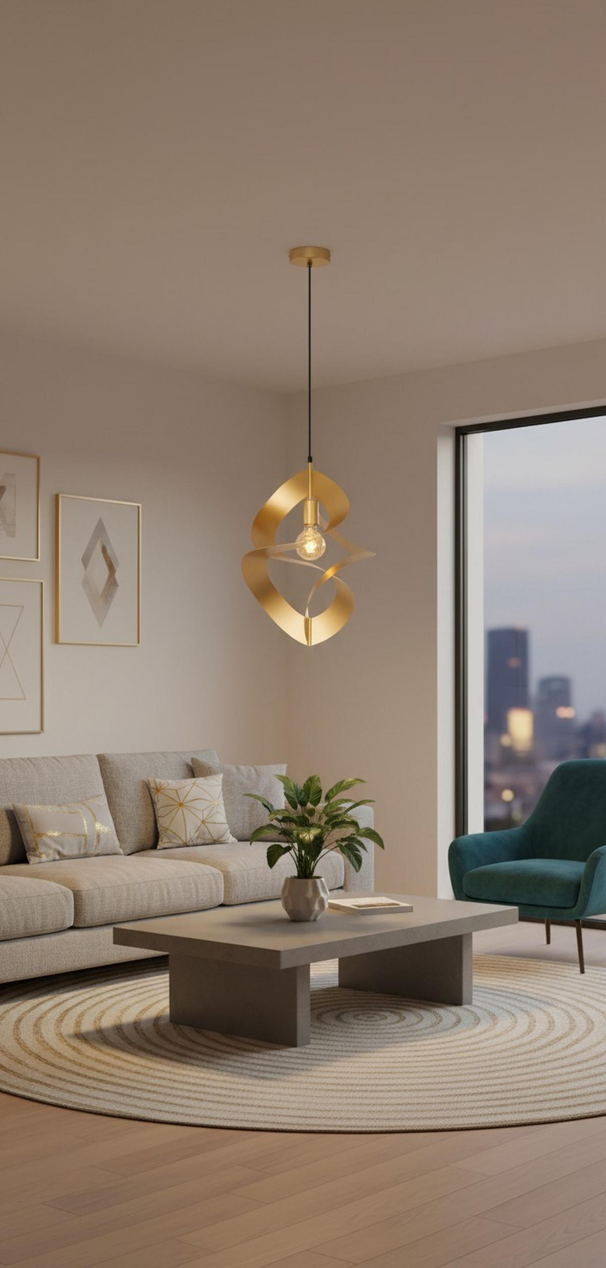 HÄNGELEUCHTE 35/120 cm   - Goldfarben, Design, Metall (35/120cm) - Collet's Monde