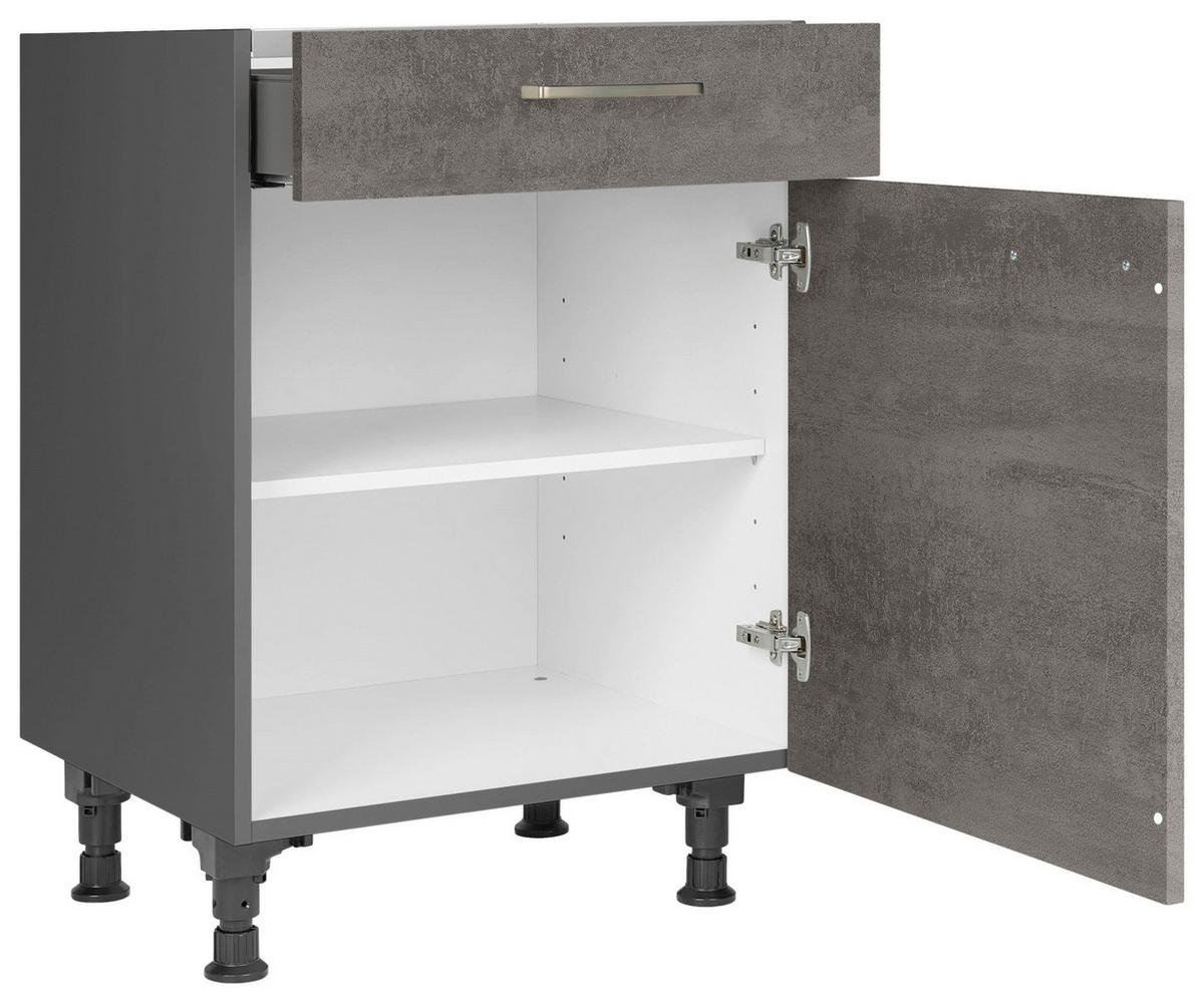 KOCHFELDUMBAUSCHRANK 60/87/56 cm  in Schieferfarben  - Schieferfarben/Edelstahlfarben, MODERN, Holzwerkstoff/Metall (60/87/56cm) - Nobilia