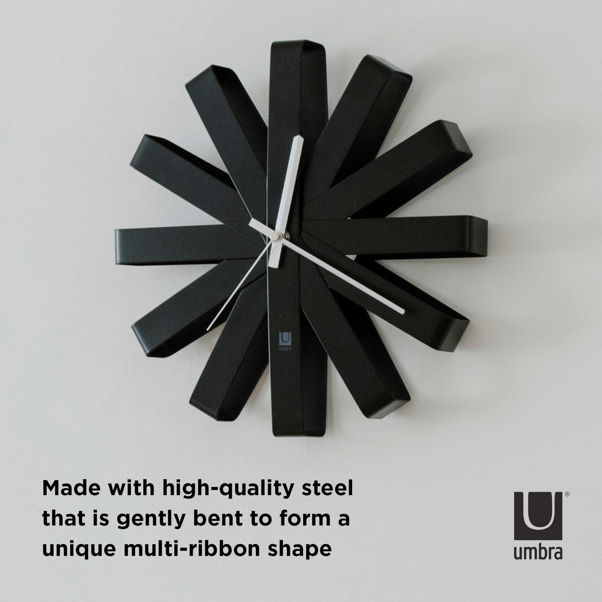 WANDUHR Schwarz 30/30/7 cm  - Schwarz, Basics, Metall (30/30/7cm) - Umbra