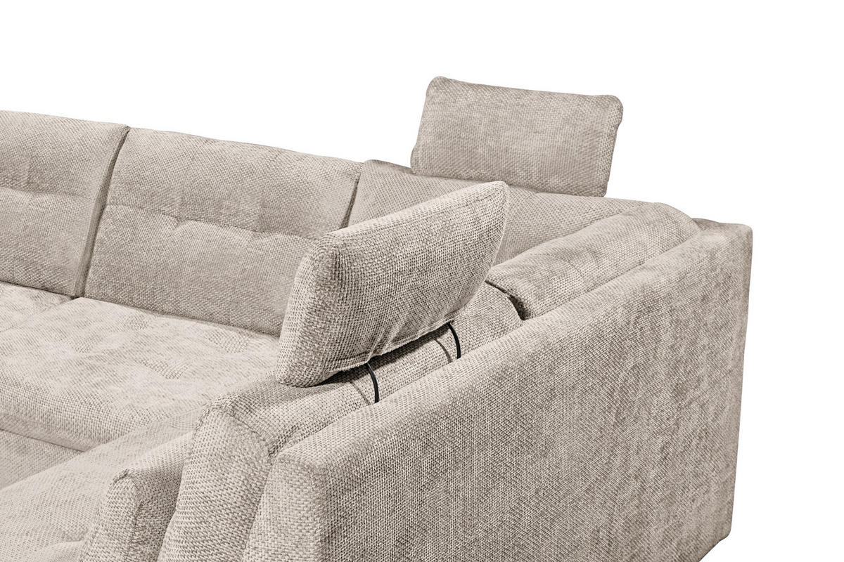 WOHNLANDSCHAFT RONDA Greige Webstoff  - Greige/Schwarz, Basics, Kunststoff/Textil (170/324/218cm) - Livetastic