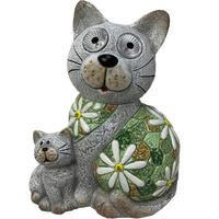 PISICĂ DECORATIVĂ - maro/alb, Lifestyle, piatră (26/32,5/18cm)
