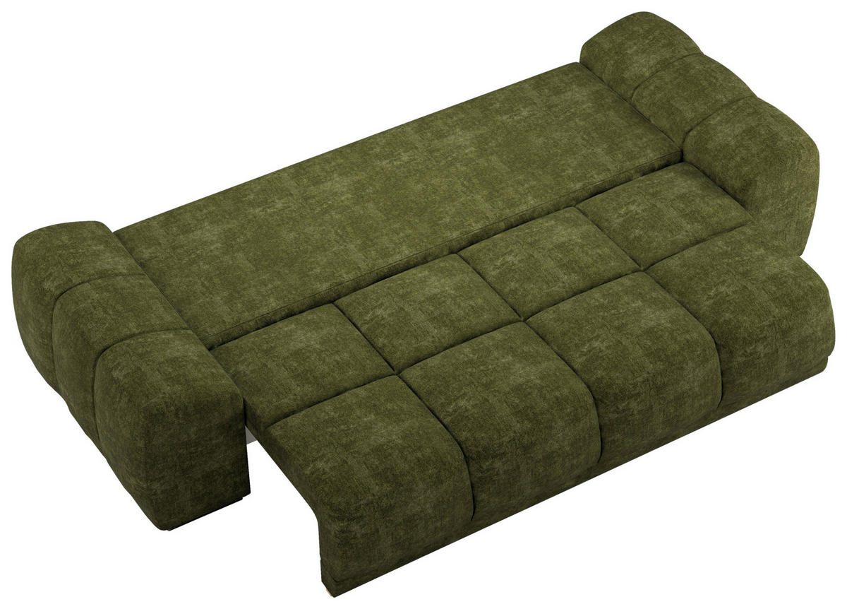 BIGSOFA Chenille Olivgrün  - Schwarz/Olivgrün, KONVENTIONELL, Kunststoff/Textil (266/89/104cm) - Carryhome